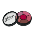 Lipgloss palette with shades of pink  open to reveal Tinted Beauty Cosmetics brand inside.